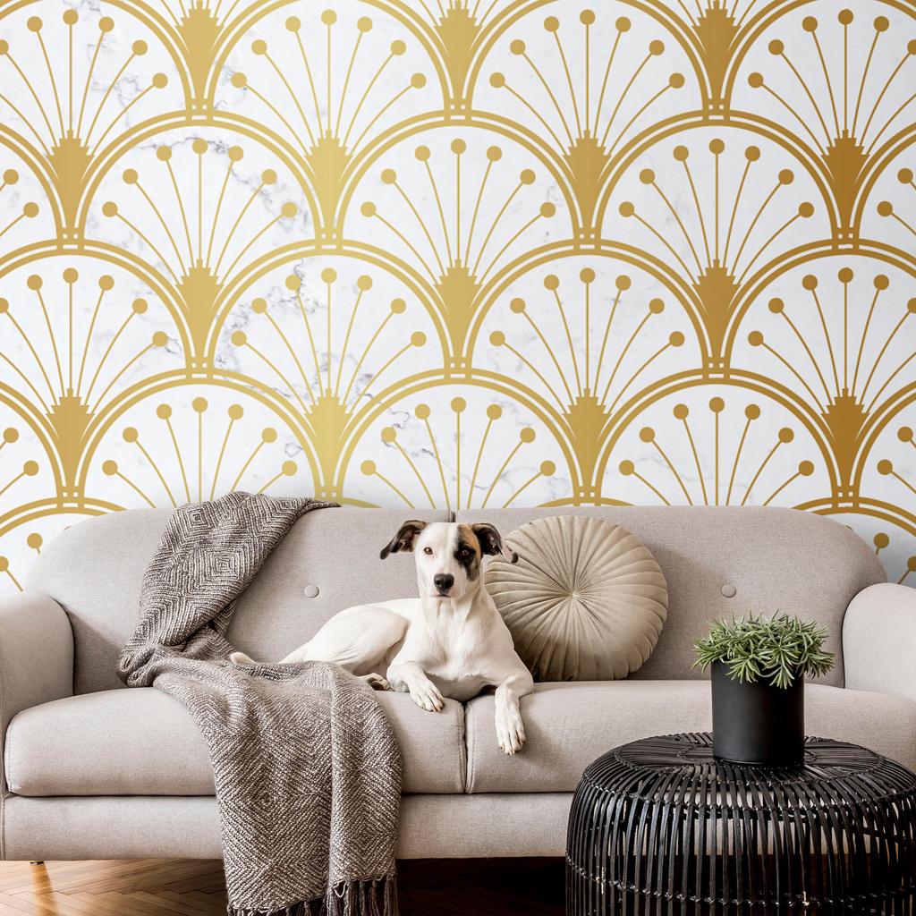 Wallpaper - Gold And Marble Art Deco Inspired Pattern