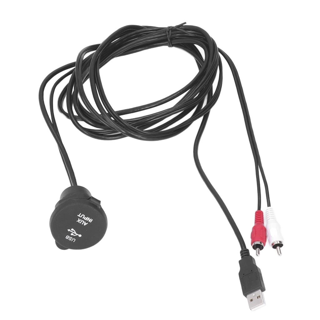 6ft Flush Mount Cable Kit USB3.0 Male to Female 2 RCA to 3.5mm Female for Motorcycles Cars Dashboard