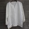 Men's And Women's Fashion Matching Cotton-Linen Solid Color Casual Loose V-Neck Long-Sleeved Shirt T-Shirt Top