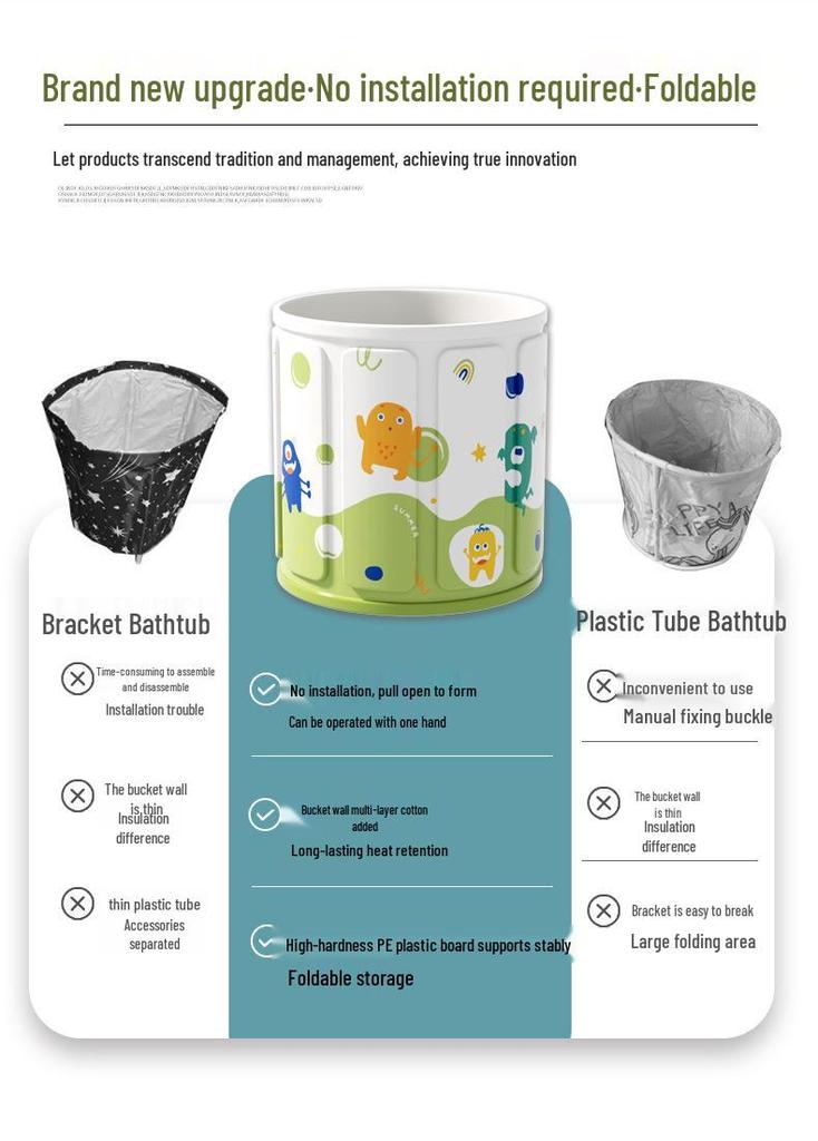 Foldable Cartoon Duck Portable Bathtub for Adults - Warm, Full-Body Soak for Autumn and Winter