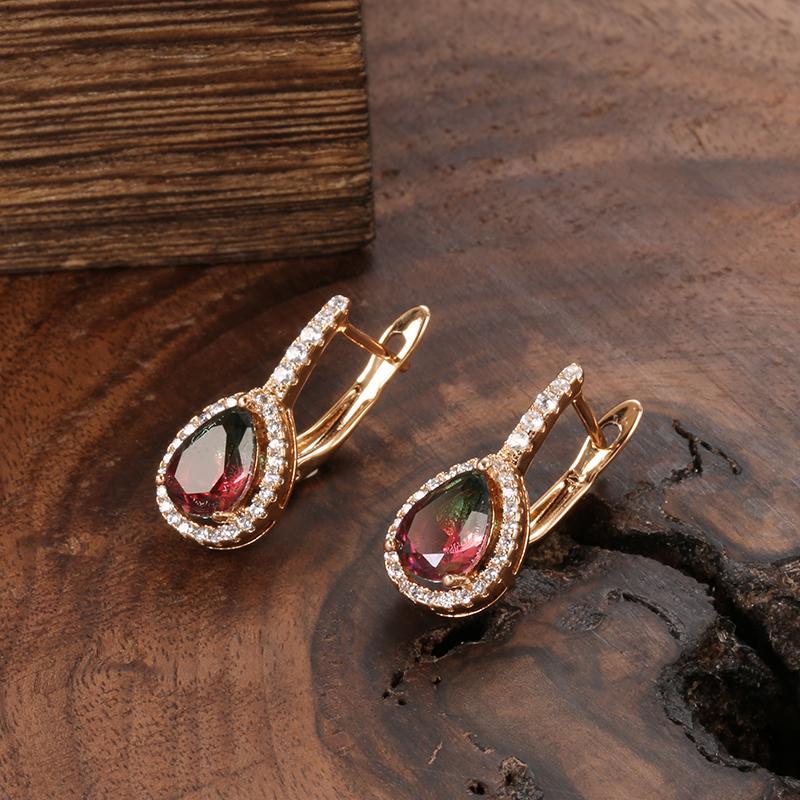 Kinel Fargerike Cubic Zirconia engelske øredobber for kvinner luksus vintage rosegull farge fine smykker