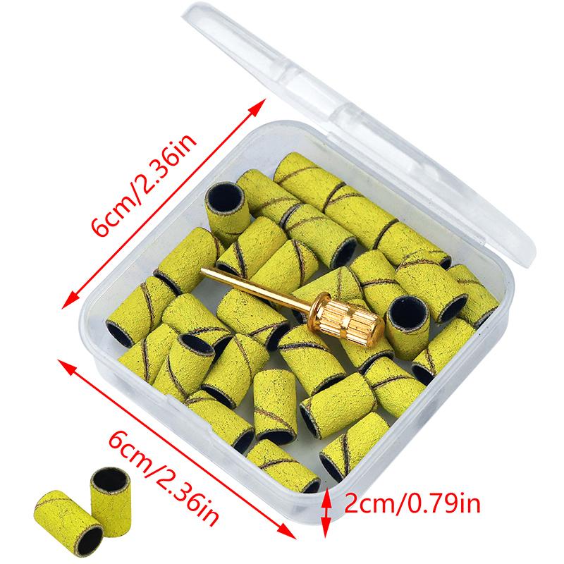 30/100Pcs Nail Sanding Ring Bands Complimentary Polishing Head 7 Colors Gel Polish Removing Grinder Band Nail Drill Bit File