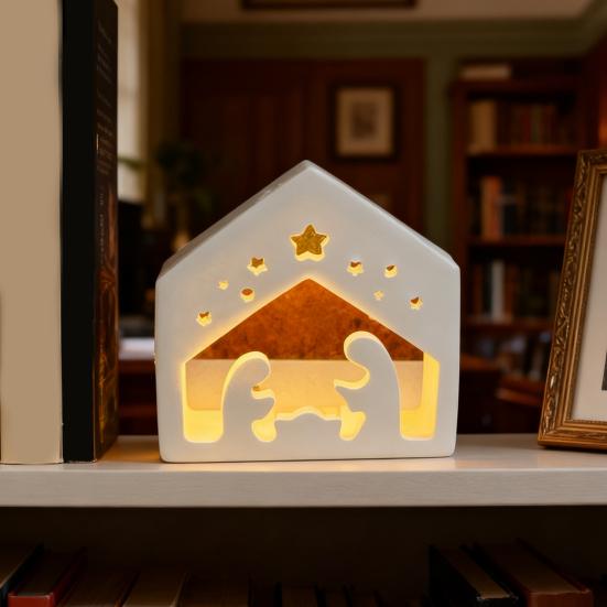 Christmas Nativity Lamp Silicone Mold DIY Handmade Birth of Jesus Scene Ornament Crafts Mold Gypsum Cement Epoxy Resin Casting Mold