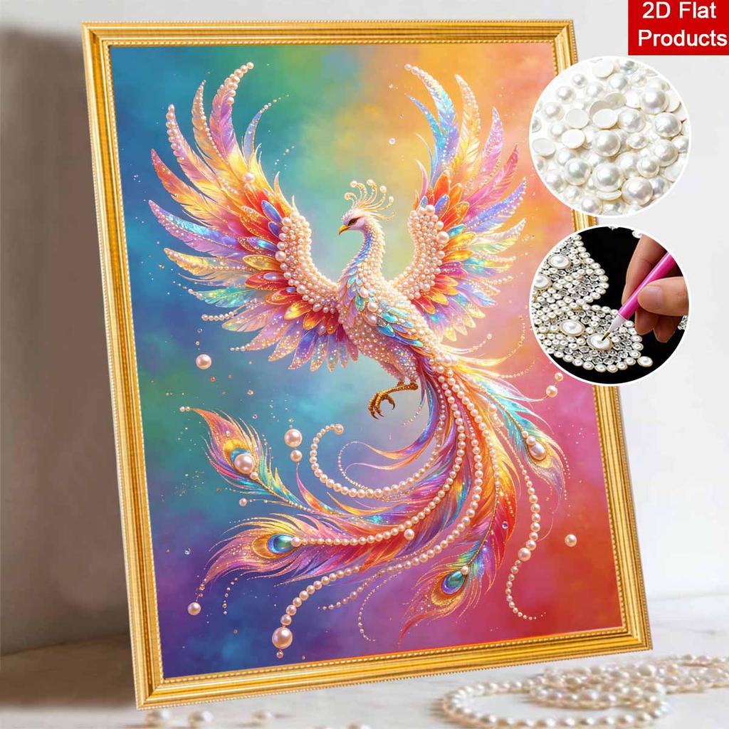 Shiny Pearl Radiant Colorful Phoenix DIY Painting Creative Bead Art Craft Household Wall Decoration Nice Present For Art Hobbyists Home Decor