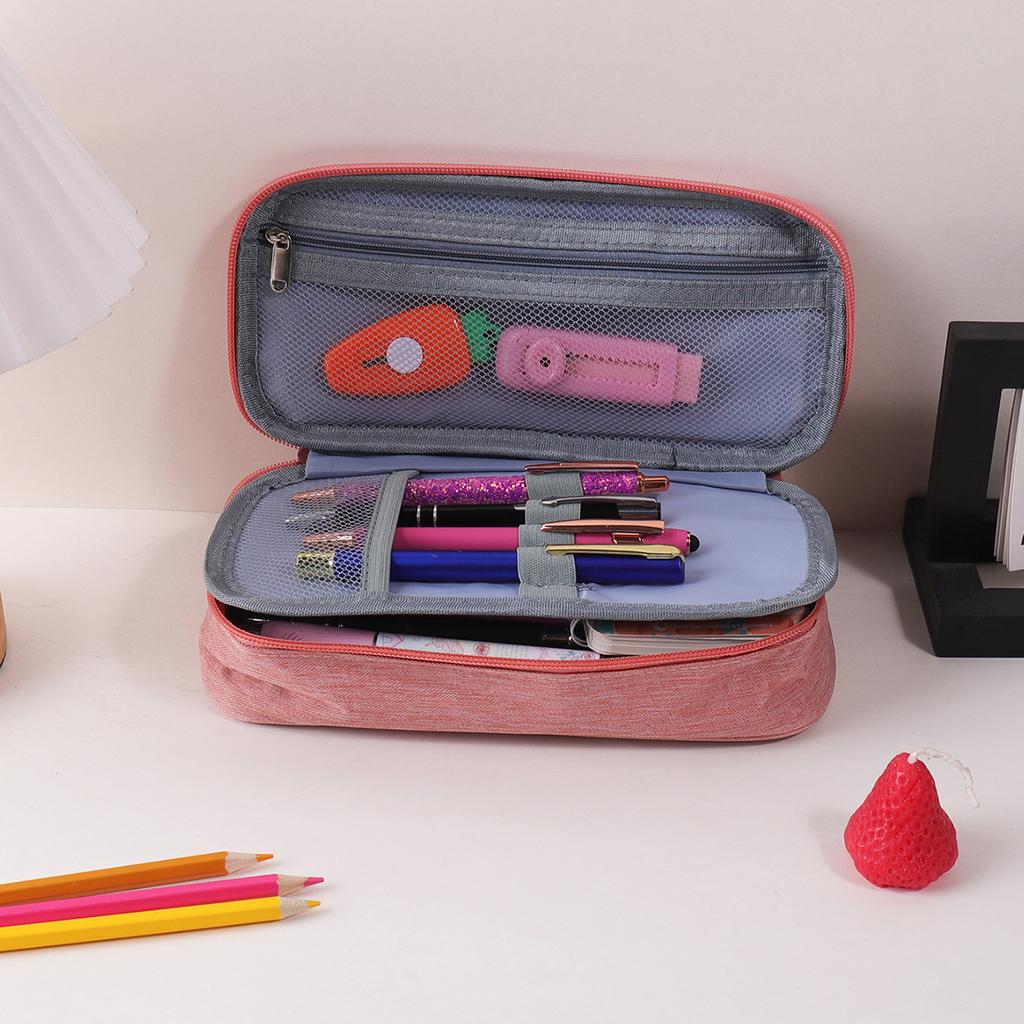 Portable Two-layer Large Capacity Pencil Bag Boy Canvas Pen Case School Office Supplies Storage Bag Office Stationery Bag Gift