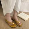 Fashion SUOJIALUN Summer New Brand Women Slipper Fashion Metal Buckle Slip On Flip Flop Shoes Soft Flat Heel Outdoor Casual Vacation Sli
