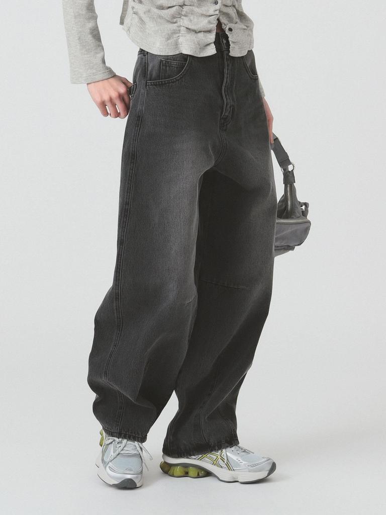 Ray Beams Women's Denim Barrel Jeans Pants, Black 0