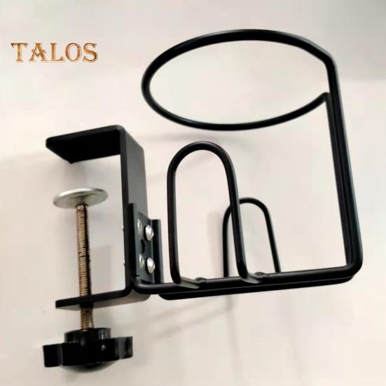 Desk Cup Holder Anti-Spill Clip-On Table Drink Holder Sturdy Clamp for Lawn Chair Stainless Steel Horizontal/Vertical Mount