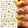 Nail Art Sticker Ins Small Fresh Yellow Flower Bee Chrysanthemum Back Glue Nail Sticker