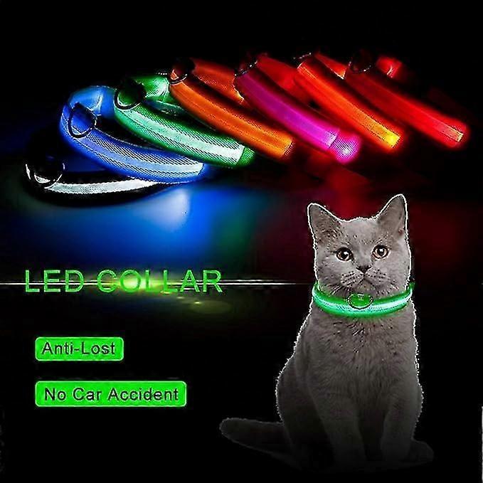 Flashing Nylon Pet L E D Supplies Products Dog Light Pet Dog Light Up Dog Leash Collar Adjustable Small Pet Luminous Safety Collar