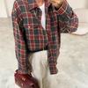 Autumn Plus Plaid Shirt Long Sleeved Lapel Button Loose Casual Shirt Blouses & Shirts