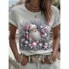 Women's T Shirt Print Graphic Christmas Vintage Stylish Classic Short Sleeve Crew Neck Round Neck Regular Tops