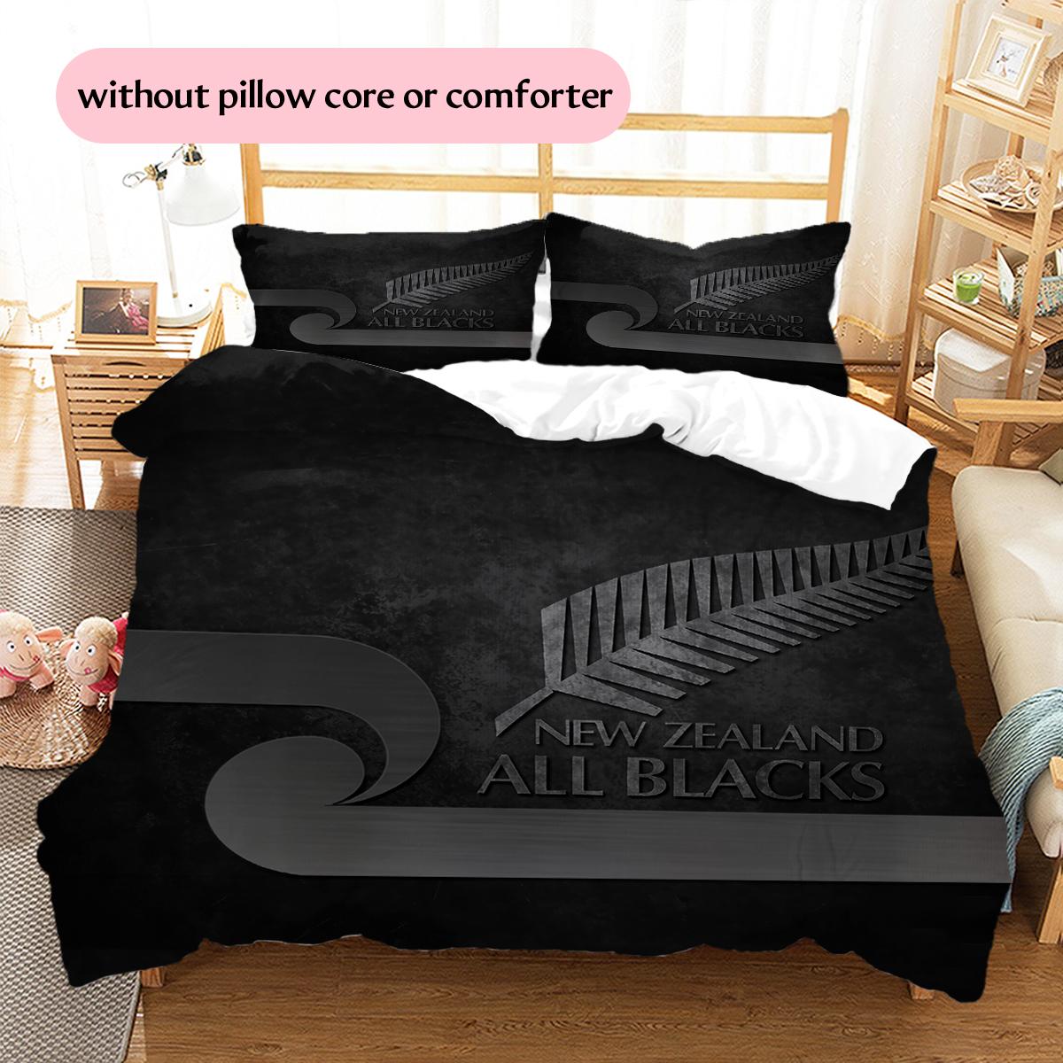 

All Blacks Rugby Pattern Bedding Home Decoration Birthday Gift (1 * duvet cover + 2 * pillowcase, without core) 135x200cm