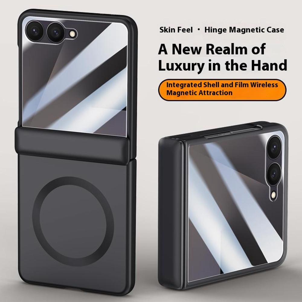 För Samsung Galaxy Z Flip7 5G Magnetiskt Skal Hårt PC Telefonskal med Bakre Liten Skärmskydd