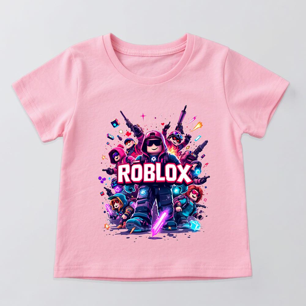 Roblox Game Print Kids Cotton Tshirt for Boys Girls Short Sleeve Tops Childrens Graphic Tee Casual Playwear
