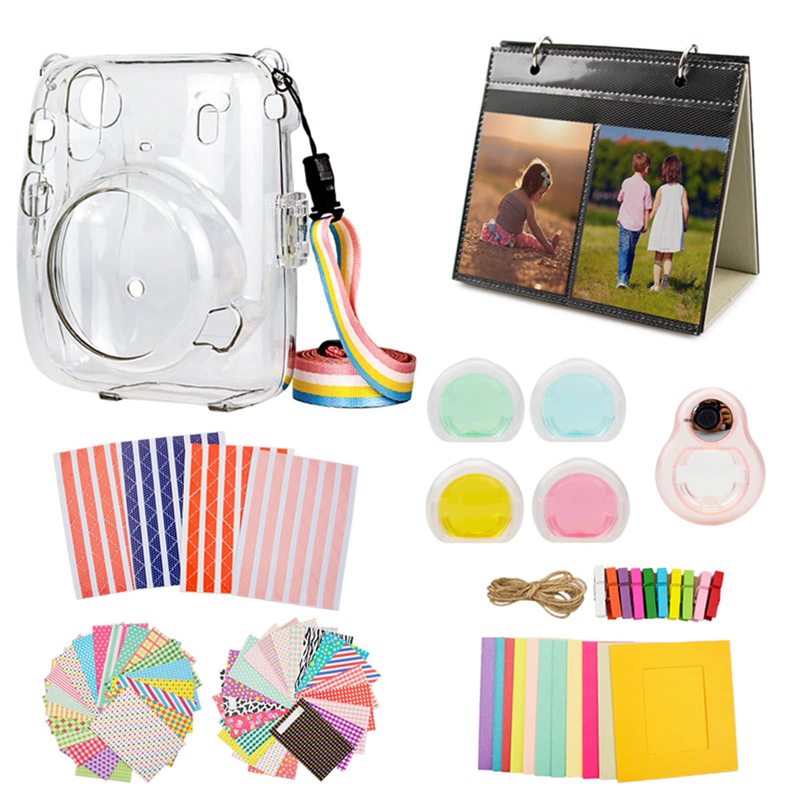 

Чохол kinokoo для Fujifilm Instax Mini 11, Чохол для камери Instax Mini 11 та Набір аксесуарів з 8 предметів (Ясно)