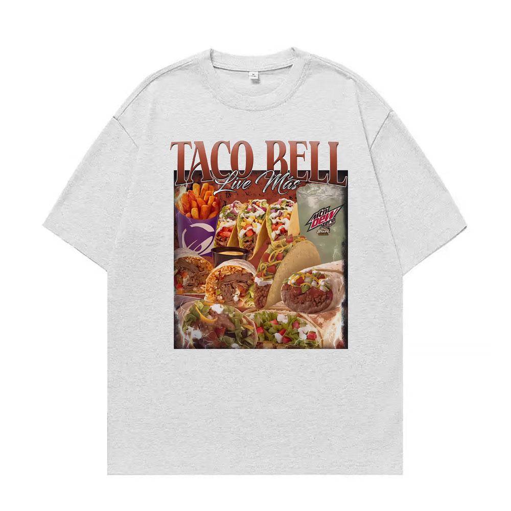 T-shirt Unisex in Cotone Stile Vintage Anni '90 Taco Bell Uomo Donna Moda Streetwear Magliette Casual Cotone Manica Corta Top