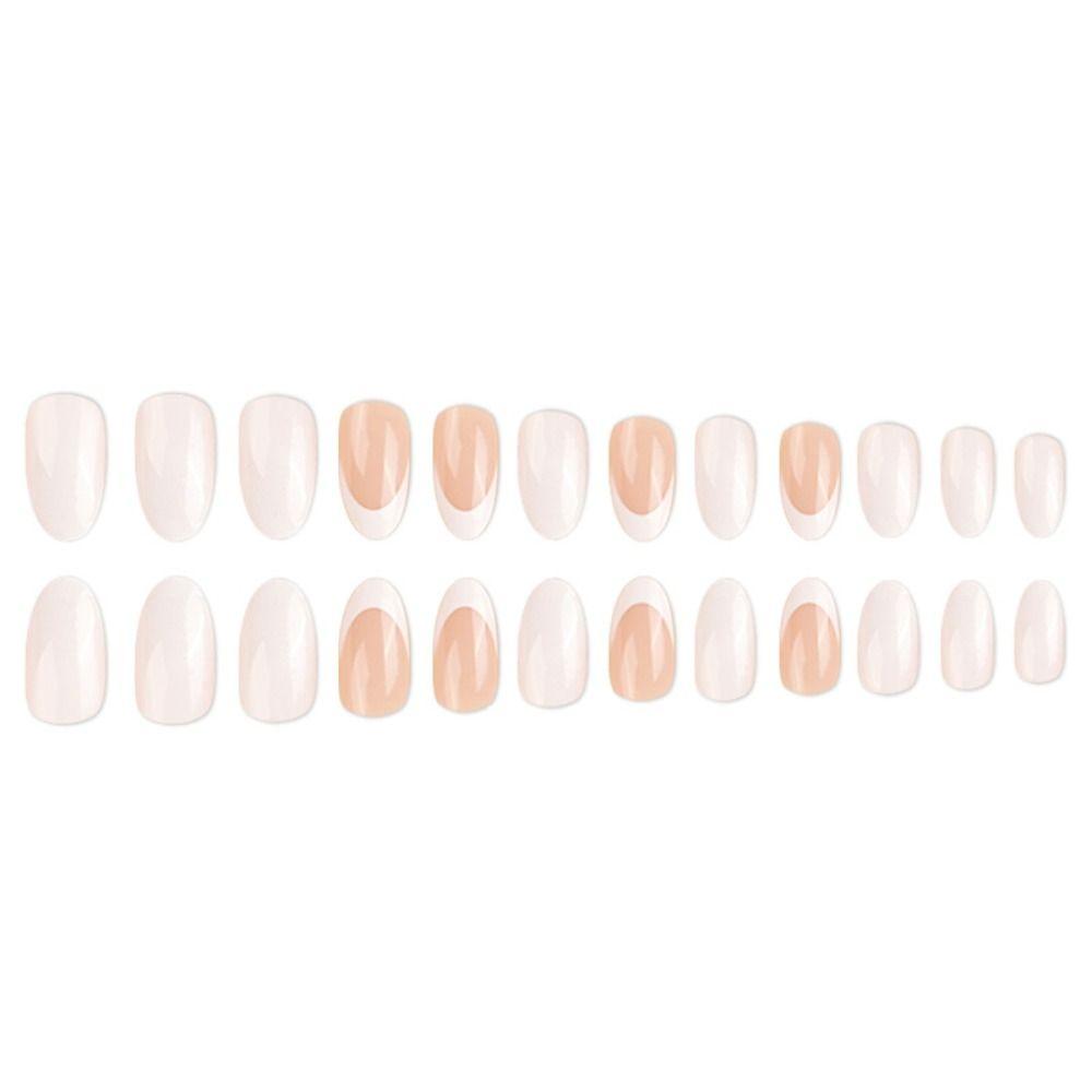 Detachable Press On Nails DIY Simple French False Nails Long Almond