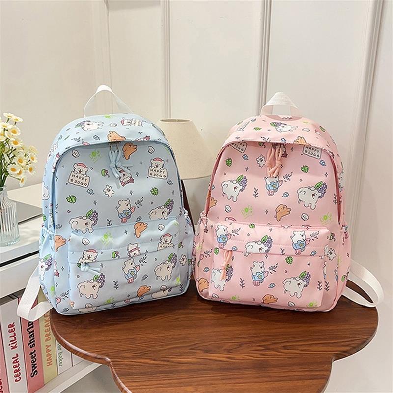 Cute Line Puppy Dog Print Backpack Large Capacity Schoolbag  Delicate Personality Trendy Student Bags Casual Travel Bags