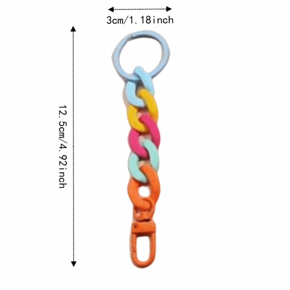 Matte Acrylic Chunky Chain Keychain Macaroon Color Keyring Bag Charm For Women