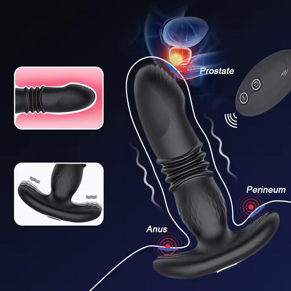 Remote Control Anal Plug Vibrator Telescopic Dildo Butt Plug Stimulator Masturbation Penetration Vagina Anal Vibrating Men Women