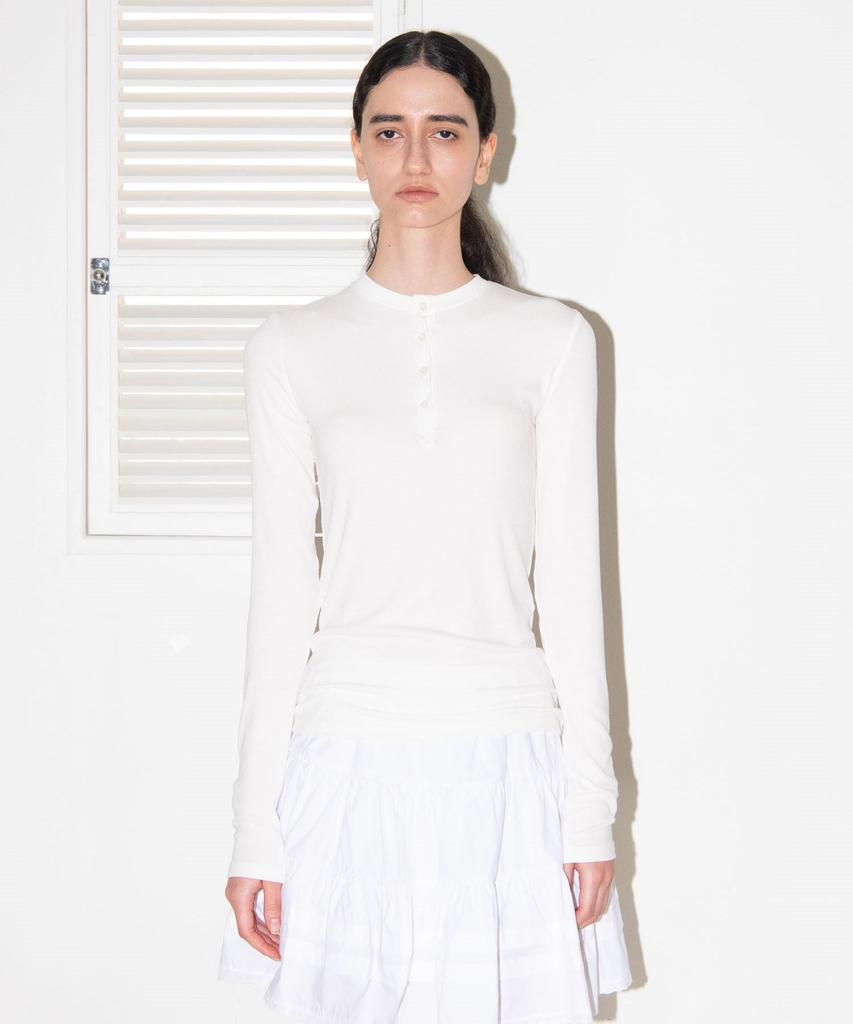 MAIS Henry Neck Long Sleeve T-Shirt / White