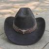 Retro Suede Leather Western Cowboy Fedora Hat For Men Women Bull Head Accessories Fashion Travel Party Hat Denim Hat Sombrero