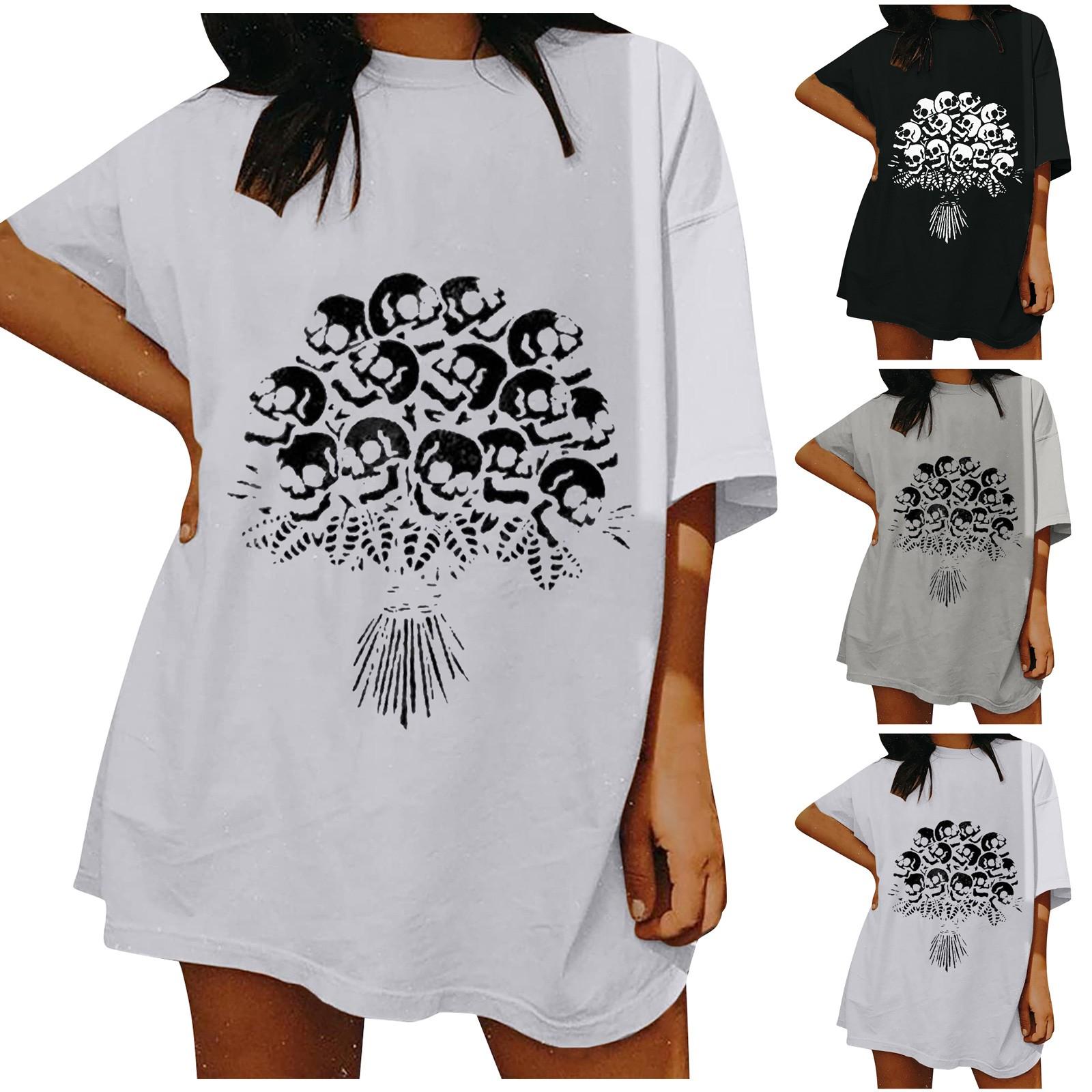 

Женская повседневная модная футболка с короткими рукавами и креативным принтом, топ