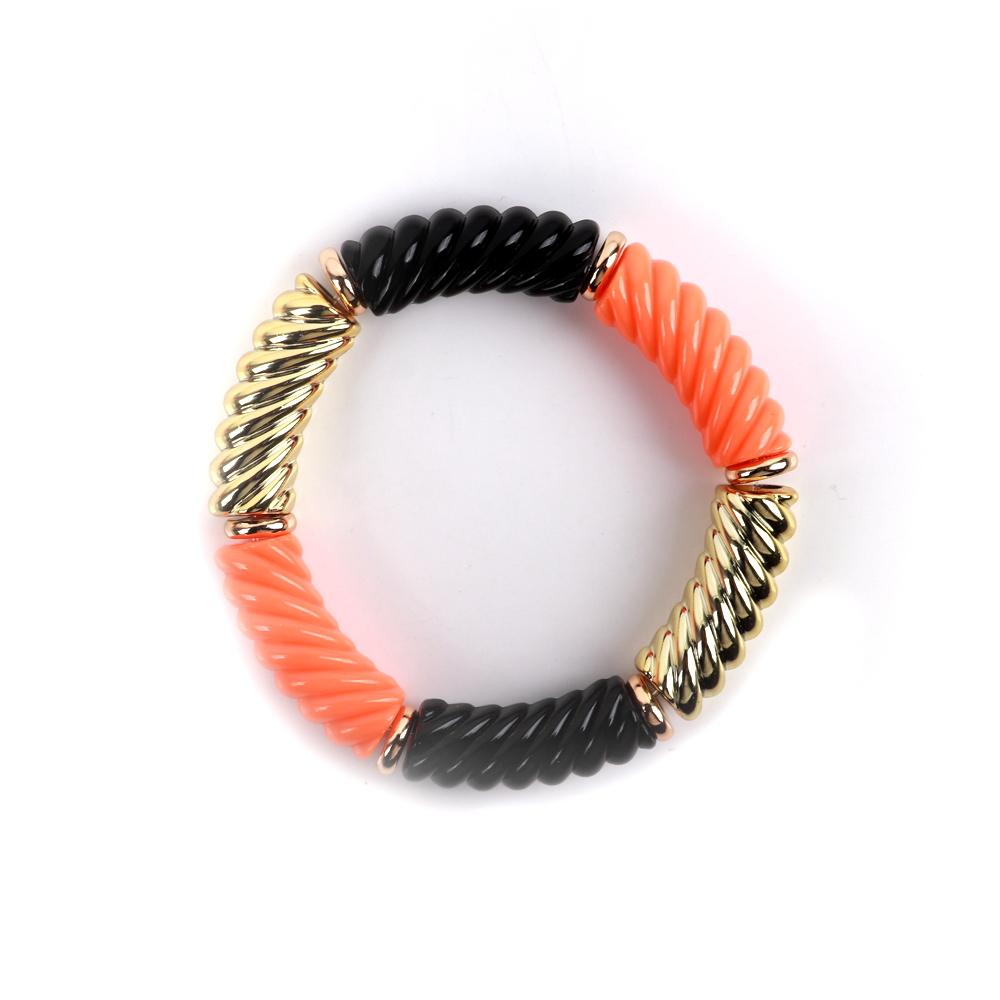 Bohemain Acrylic Twist Bamboo Stack Elastic Bracelets for Women Men 2025 Colorful Resin Tube Beads Bracelet Bangle Jewelry Gift
