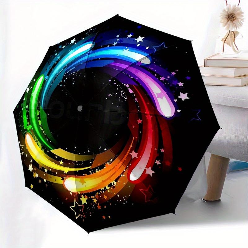 1pc Colorful Swirl with Stars Vector Illustration Umbrella with Plastic Handle,Suitable for All Seasons Home Travel Outdoor UmbrellaB1900