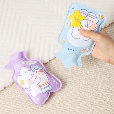 Cartoon Plush Hot Water Bottle Portable Cute Winter Warm Belly Mini Warm Water Bottle Cartoon Flannel Cover
