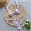 Tie Dye Flowers Printed High Leg Cut Bikini Female Swimsuit Women Swimwear Two-pieces Bikini set Bather Bathing Suit Swim