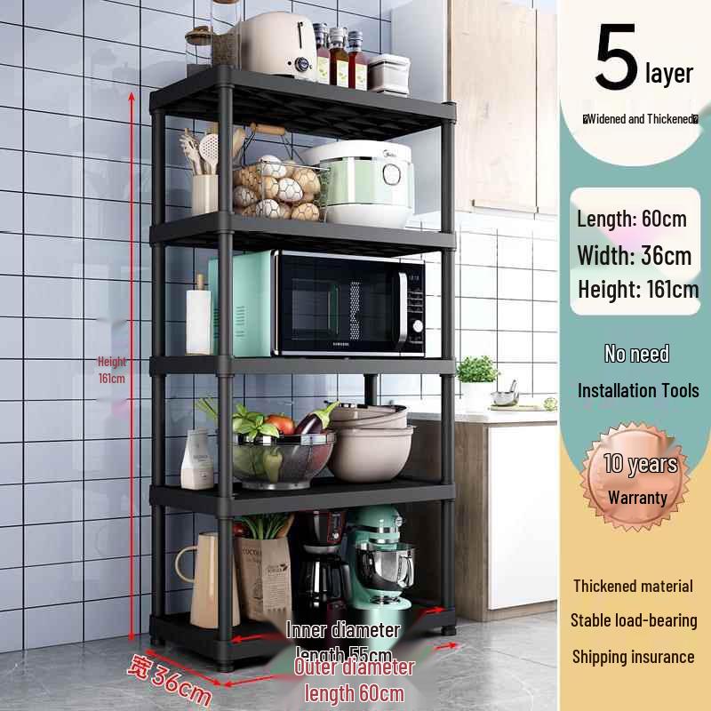 Multi-Layer Kitchen Storage Rack: Microwave & Pot Holder with Shelves