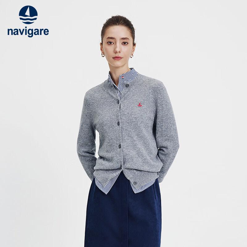 Navycare Women's Round Neck 100% Wool Cardigan