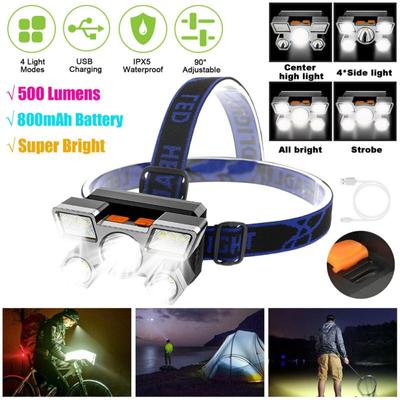 Adjustable Led Headlamp 4 Lighting Modes Super Bright Usb Rechargeable Head Torch Light Headlight