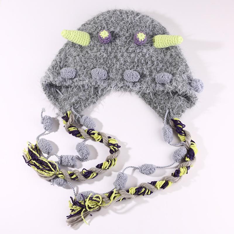 

Autumn and winter warm plush handmade knitted hat cute cute funny wool hat plush hat M（56-58cm）