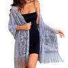 Elegant Women Shawl Wrap for Evening Dress Lightweight Scarf Malaysia Solid Color Hollowed Tassel Long Cape Shawl