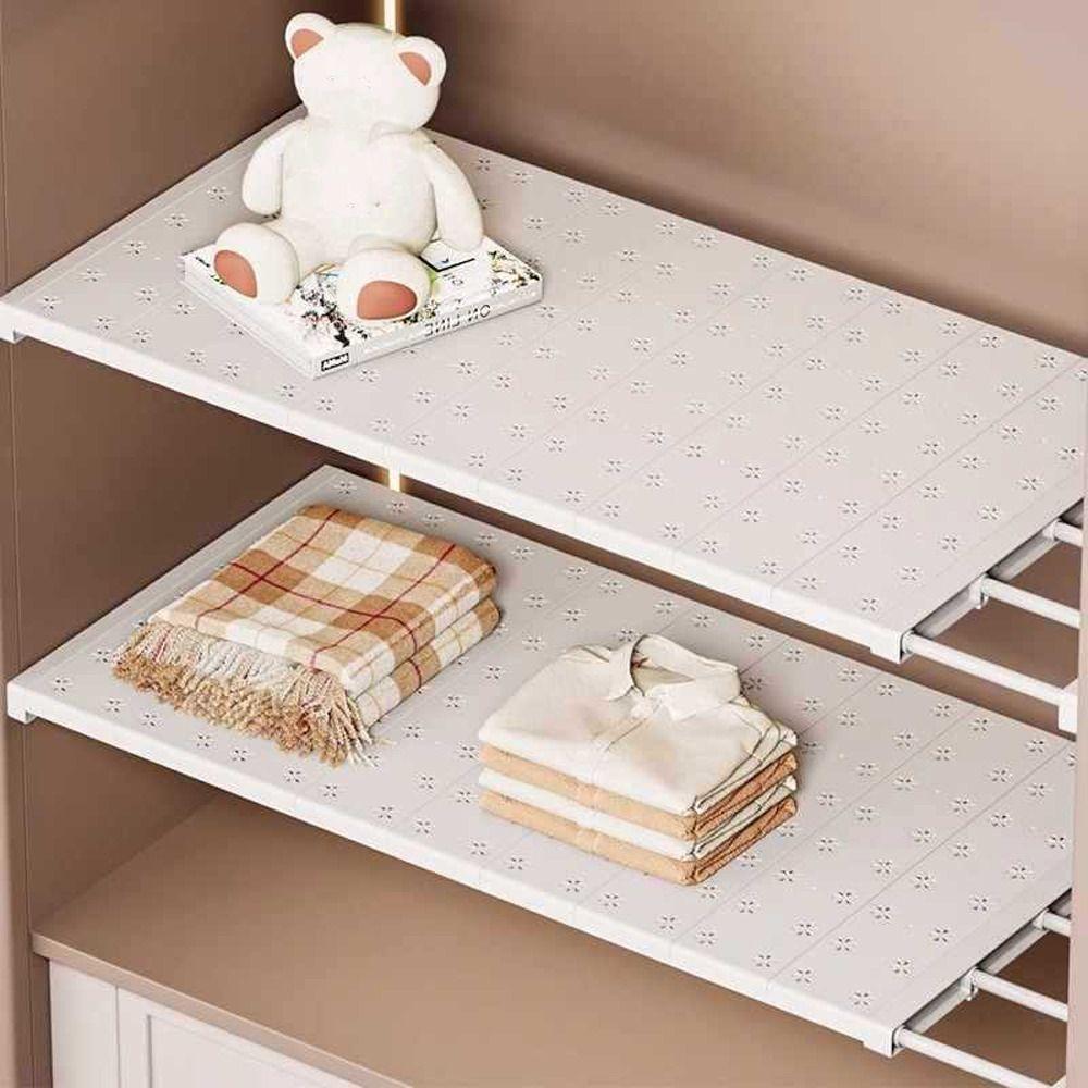 Wall Mounted Retractable Layers Board Punch-free Closet Dividers Wardrobe Storage Shelf  Bedroom