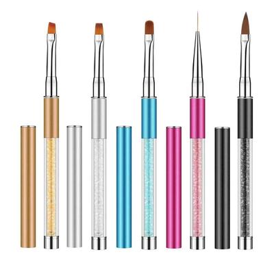 Store2508 5Pcs Nail Art Brush Pen Set for Acrylic False Nail Tip Builder, Nail Art Design Painting Liner Brushes Tool Set, For DIY Nail Art Salon &