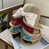 Elegant ribbon bow pearl grass hat women's summer dome seaside outing shading versatile top hat tide