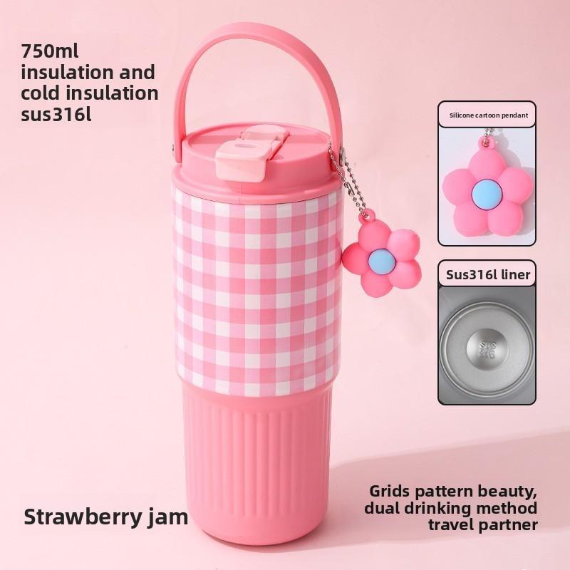 

Cute Tumbler 750ML Water Bottle 316 Stainless Steel Vacuum Thermos Bottle Insulated Portable Thermos Cup Gift For Woman Girl 750ml розовый