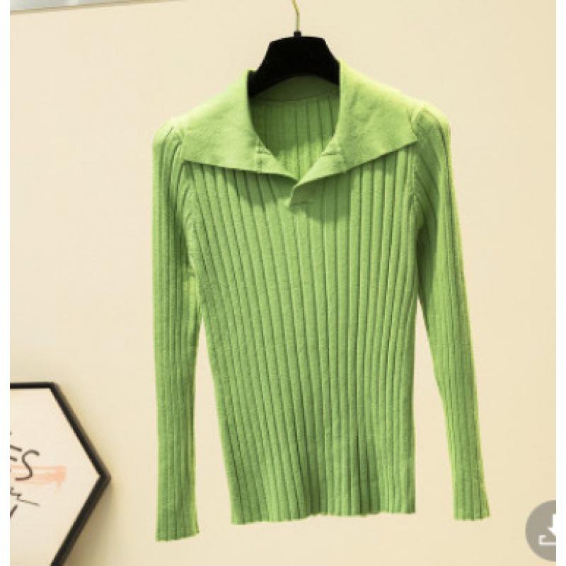 Solid Color V-Neck Long Sleeve Knit Sweater Top for Women, Spring 2025 Slim Fit