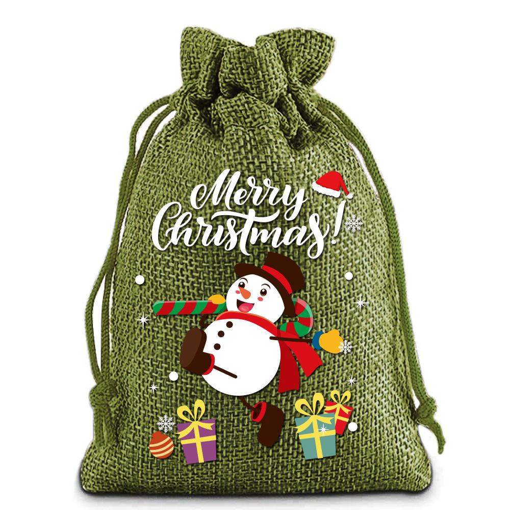 12pcs Christmas Linen Drawstring Bag Drawstring Bag Gift Bag Cloth Bag Christmas Gift Bag Set Drawstring Bag