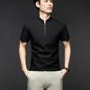 Men's Casual Fashion Solid Color Short Sleeved Polo Shirt Stand Up Collar Versatile Comfortable Top