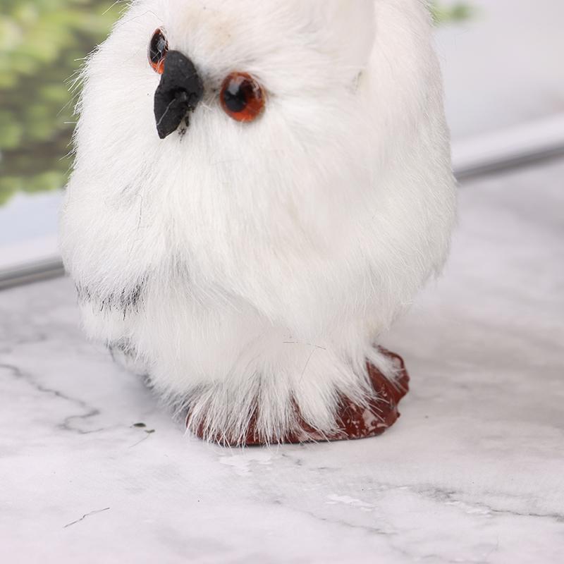 Leuke Owl White Black Furry Ornament Decor Adornment Simulation Gifts