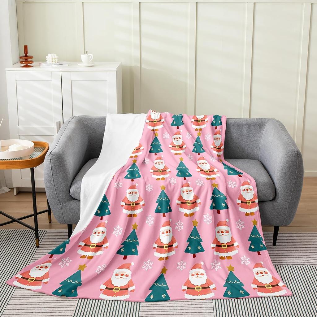 Merry Christmas Flannel Fleece Throw Blanket Gingerbread Man Baby Xmas Tree Fleece Throw Blanket for Kids Women Men Bed Couch