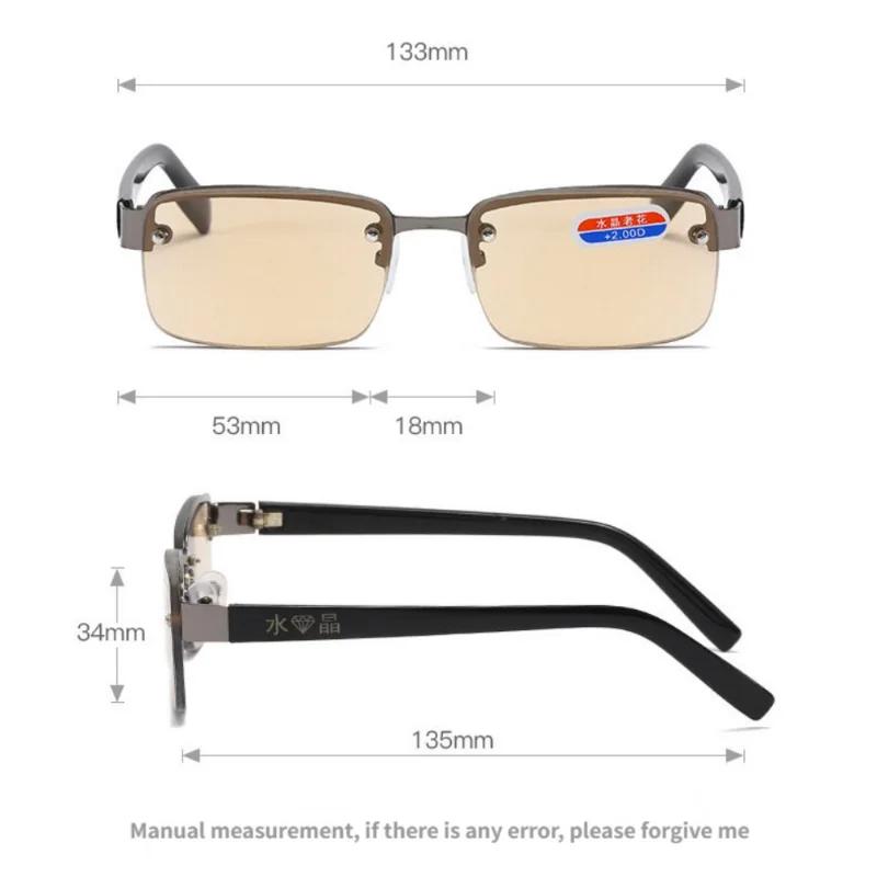 High-quality Half-frame Reading Glasses for Men Natural Stone Presbyopia Glasses +2 0 Durable Lightweight