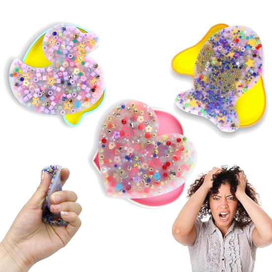 Skin Picking Fidget Toy Stress Relief Hair Nail Skin Picking Alternative Duck Fish Love Heart Bead Pick Pad Dermatillomania Trichotillomania