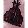 Embroidery Sexy Lace Bow Underwear Thong Women's Hollow Out See Through Bikini Erotic Thin Section Gathered Temptation Bra Set