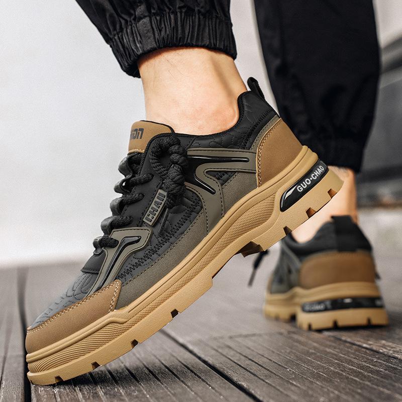 

Men s Shoes 2025 New Spring Versatile Casual Sports Leather Low-Top Labor Protection Shoes Outdoor Workwear Trendy Shoes Martin Boots 44 чорний